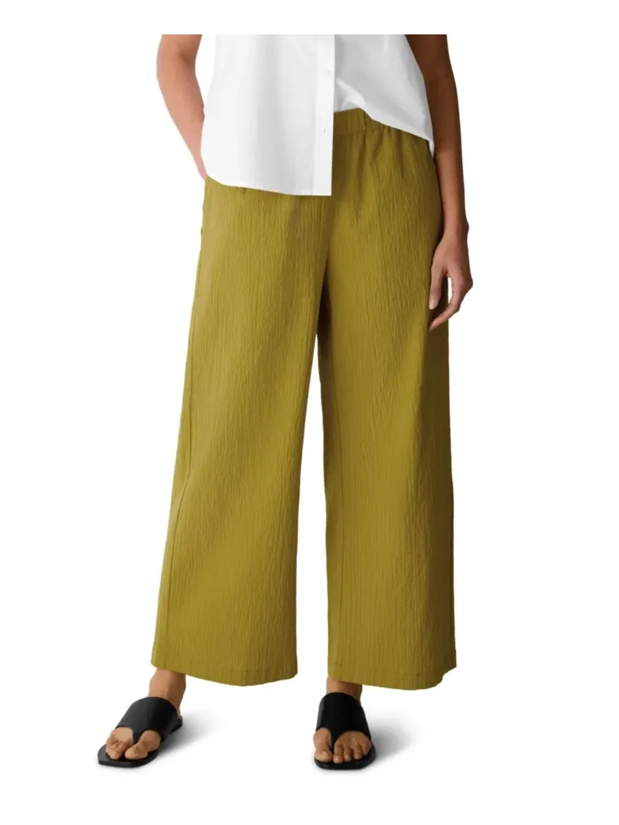 Брюки широкие с защипами EILEEN FISHER PETITES — золотистый