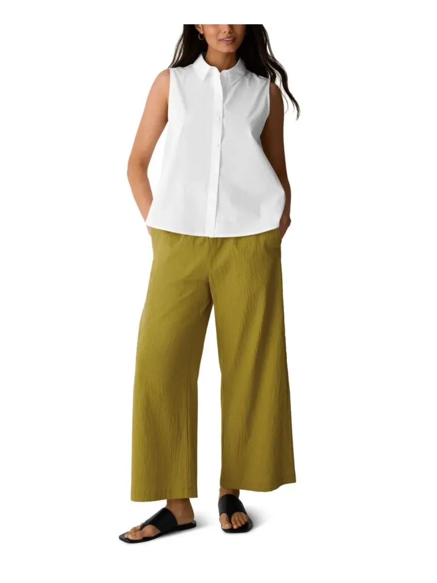 Брюки широкие с защипами EILEEN FISHER PETITES — изображение 2 из 4, золотистый