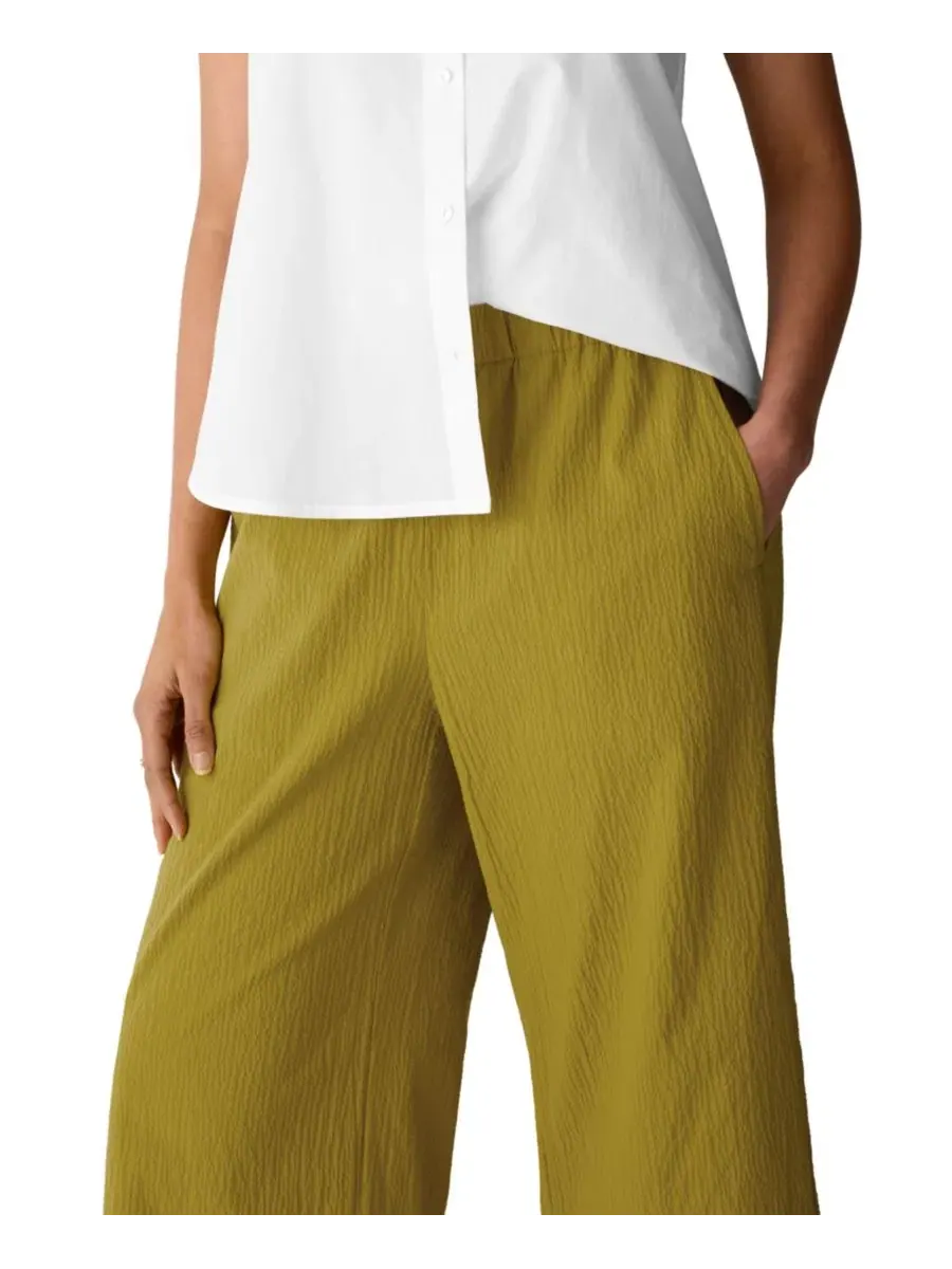 Брюки широкие с защипами EILEEN FISHER PETITES — изображение 3 из 4, золотистый