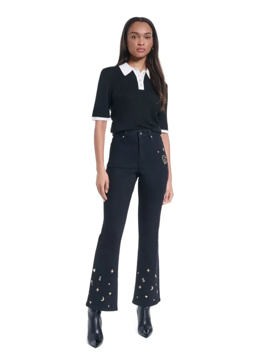 Джинсы клеш с декором Charm Detail Bootcut KARL LAGERFELD PARIS — изображение 2 из 8, черный
