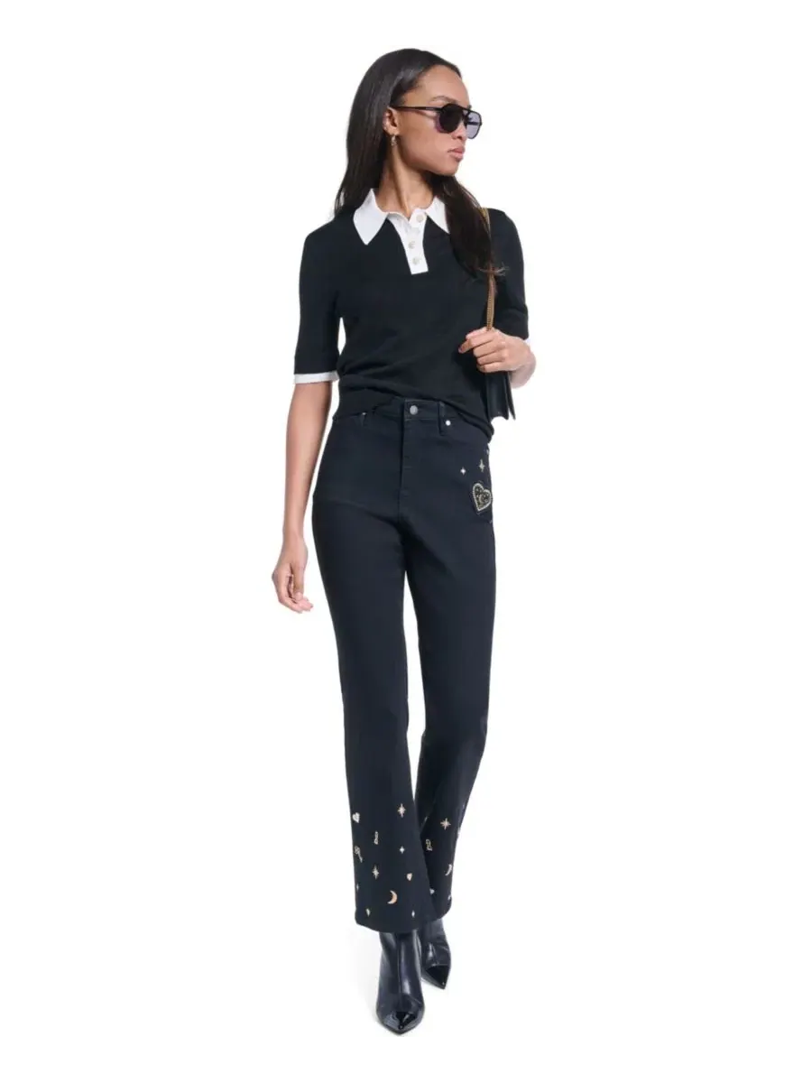 Джинсы клеш с декором Charm Detail Bootcut KARL LAGERFELD PARIS — изображение 6 из 8, черный