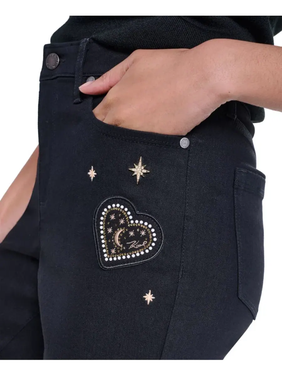 Джинсы клеш с декором Charm Detail Bootcut KARL LAGERFELD PARIS — изображение 7 из 8, черный