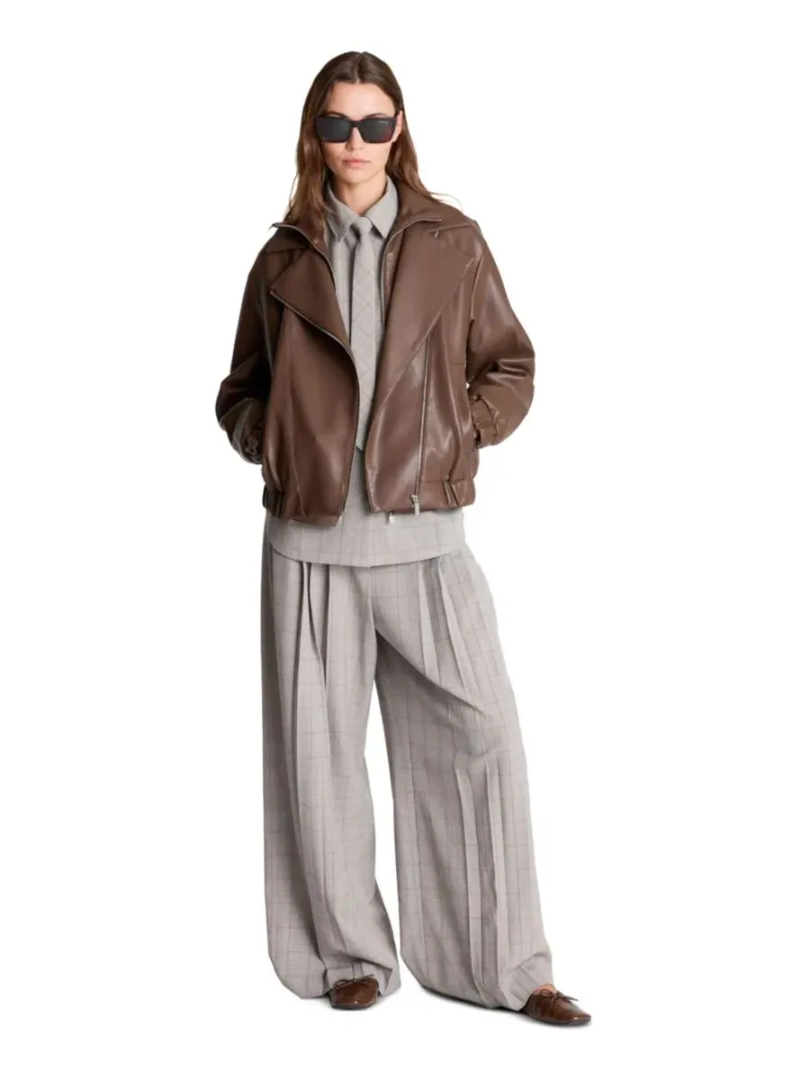 Куртка-косуха из экокожи с асимметричной молнией Kenneth Cole — изображение 2 из 5, коричневый