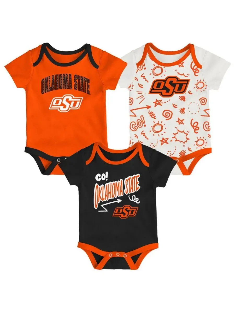 Комплект из 3 боди с коротким рукавом Oklahoma State Cowboys Outerstuff