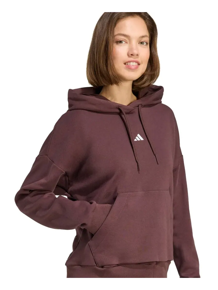 Женская толстовка с длинными рукавами и логотипом Essentials Adidas — изображение 2 из 5, коричневый/белый