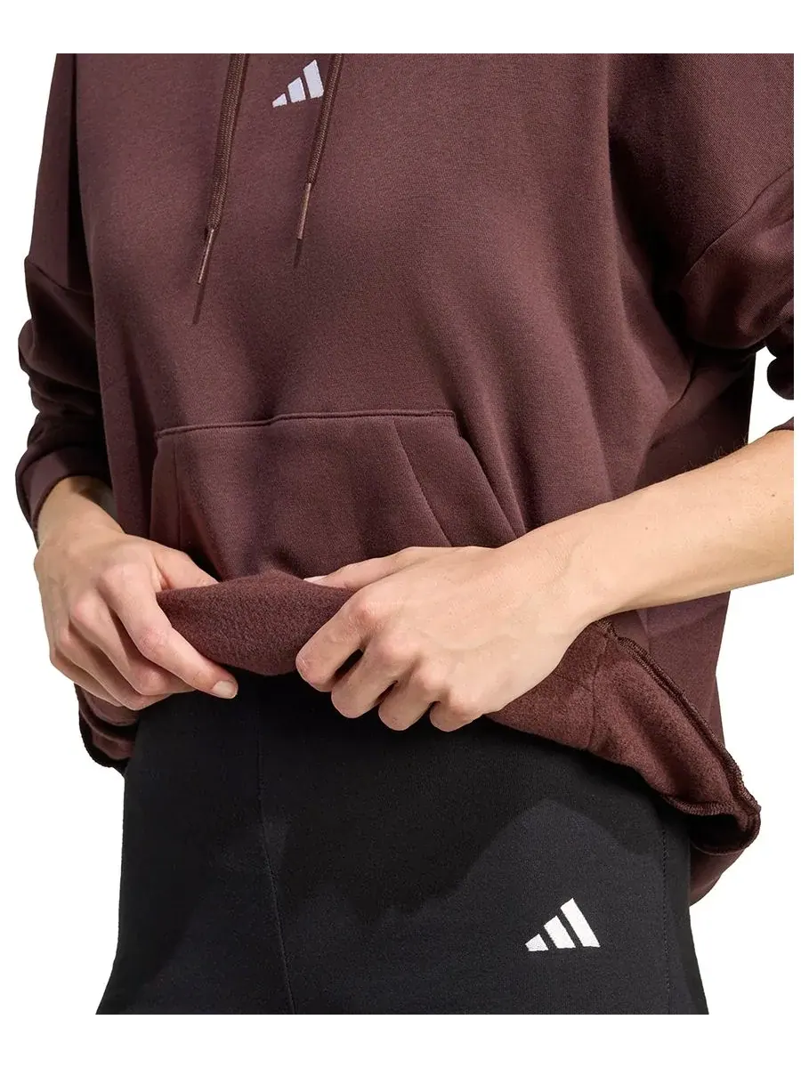 Женская толстовка с длинными рукавами и логотипом Essentials Adidas — изображение 3 из 5, коричневый/белый