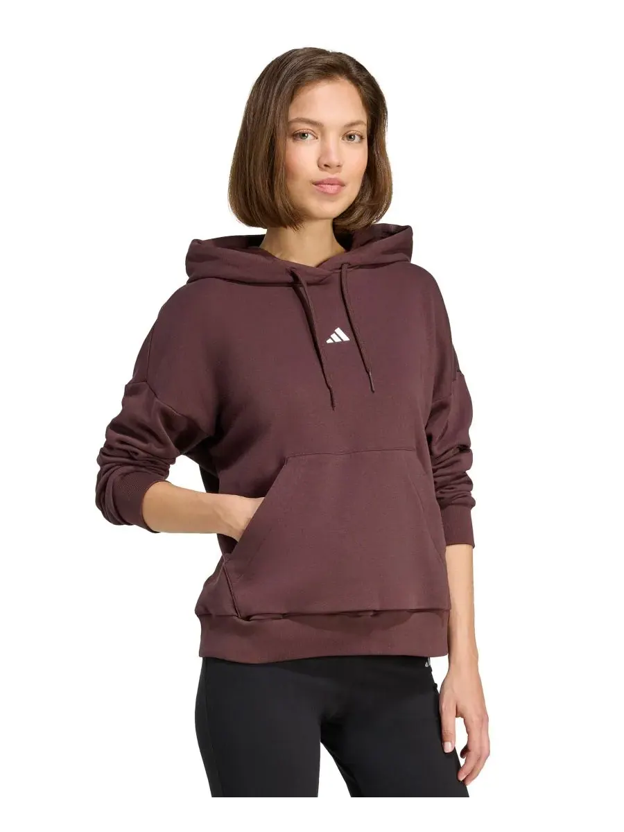 Женская толстовка с длинными рукавами и логотипом Essentials Adidas — изображение 4 из 5, коричневый/белый