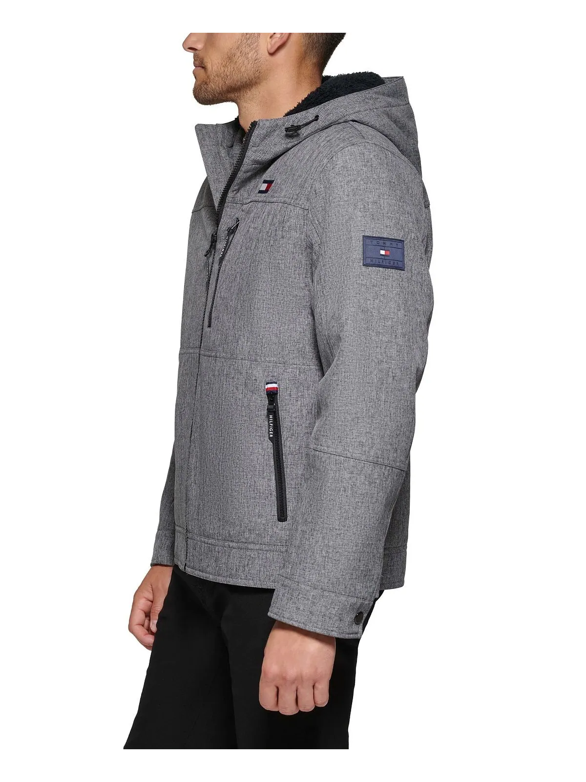 Мужская куртка softshell с капюшоном и подкладкой из шерпы Tommy Hilfiger — изображение 5 из 7, серый