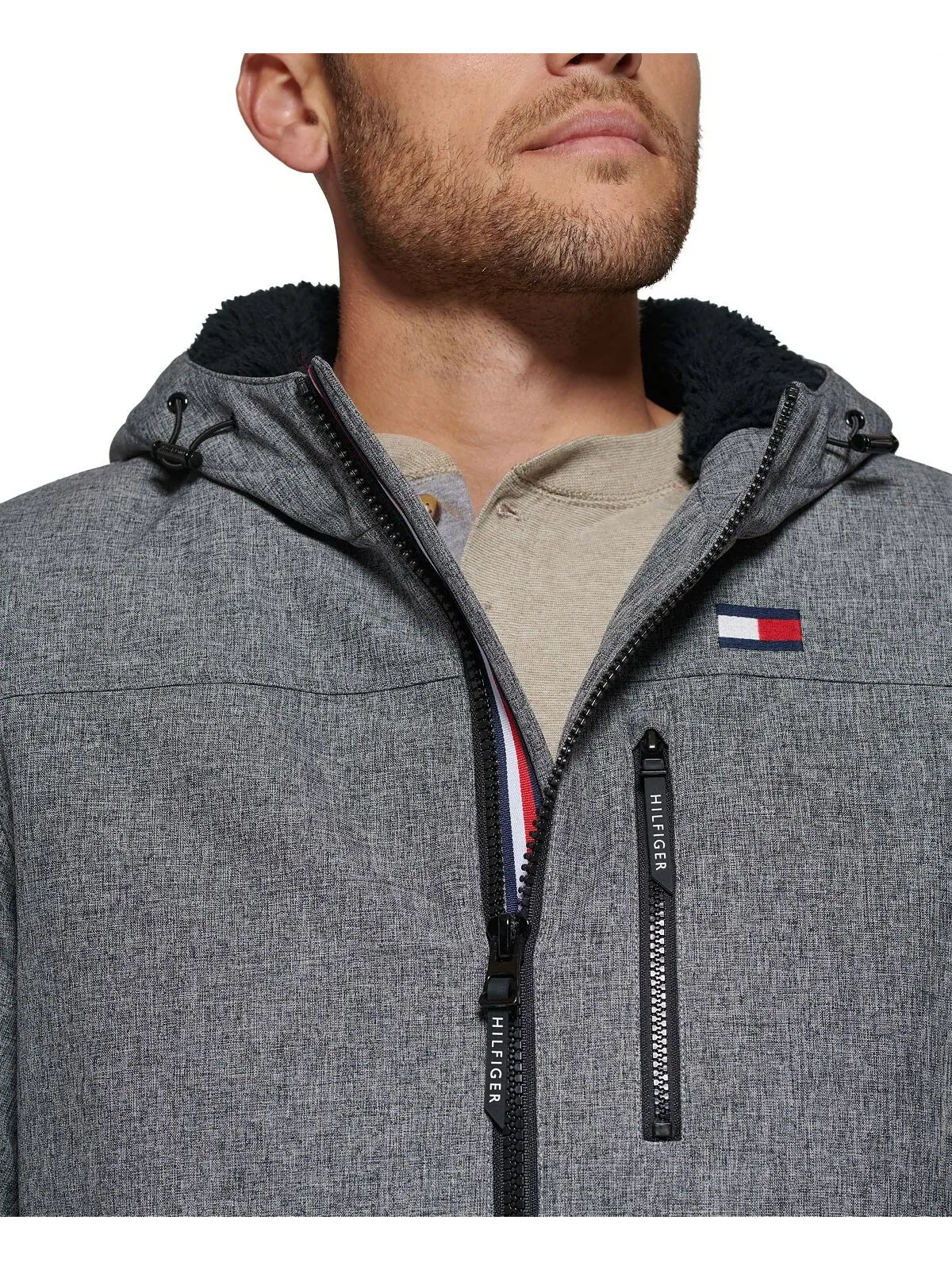 Мужская куртка softshell с капюшоном и подкладкой из шерпы Tommy Hilfiger — изображение 6 из 7, серый