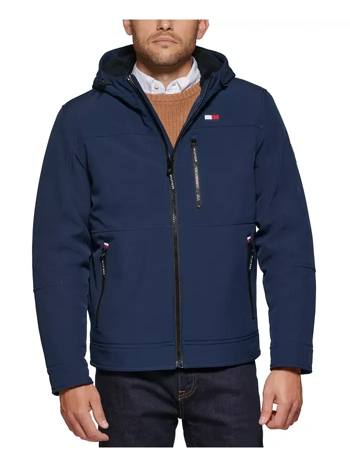 Мужская утепленная худи-куртка с подкладкой из шерпы Tommy Hilfiger — изображение 1 из 6, синий