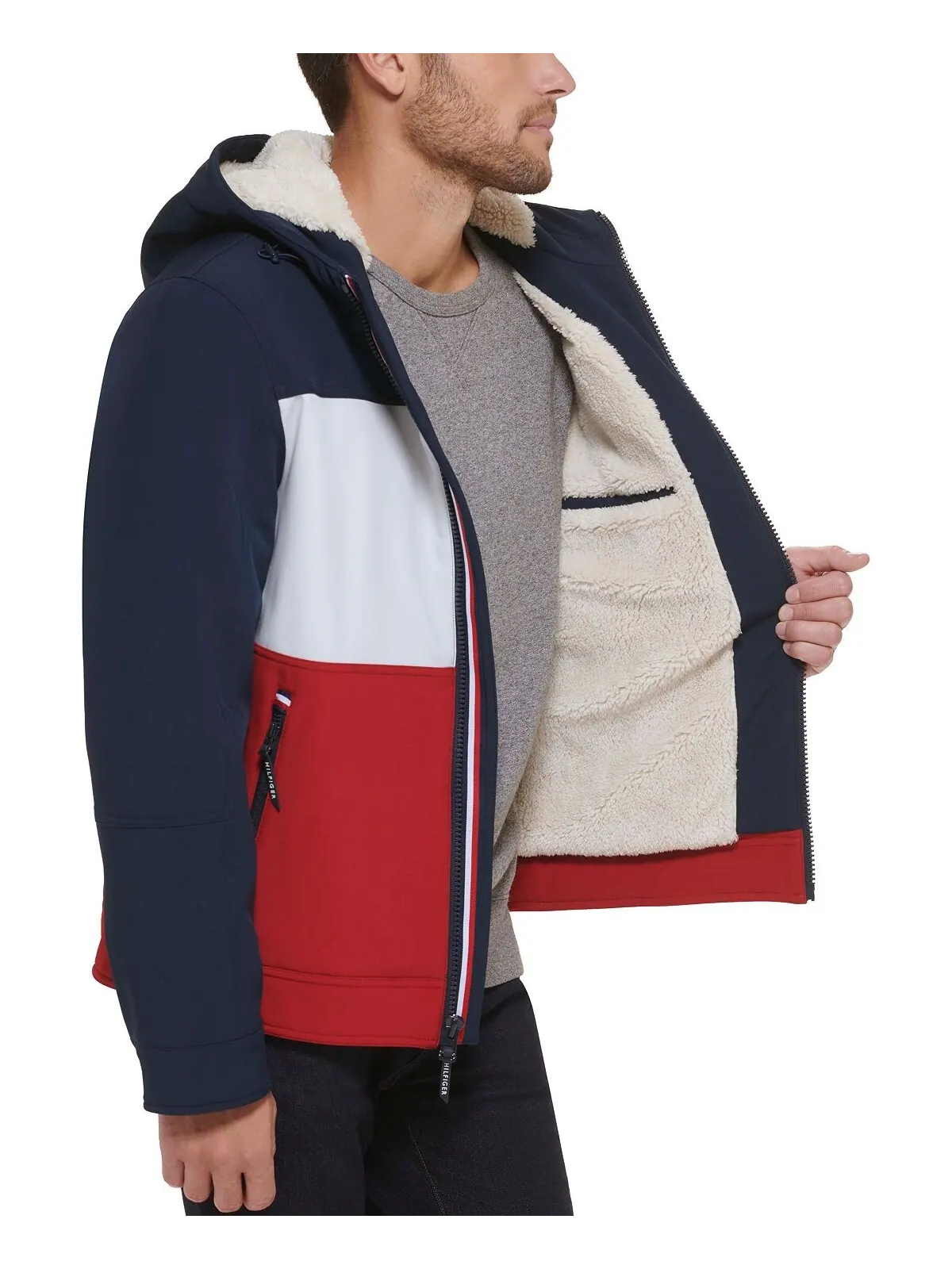 Мужская куртка softshell с капюшоном и подкладкой из шерпы Tommy Hilfiger — изображение 4 из 6, красный