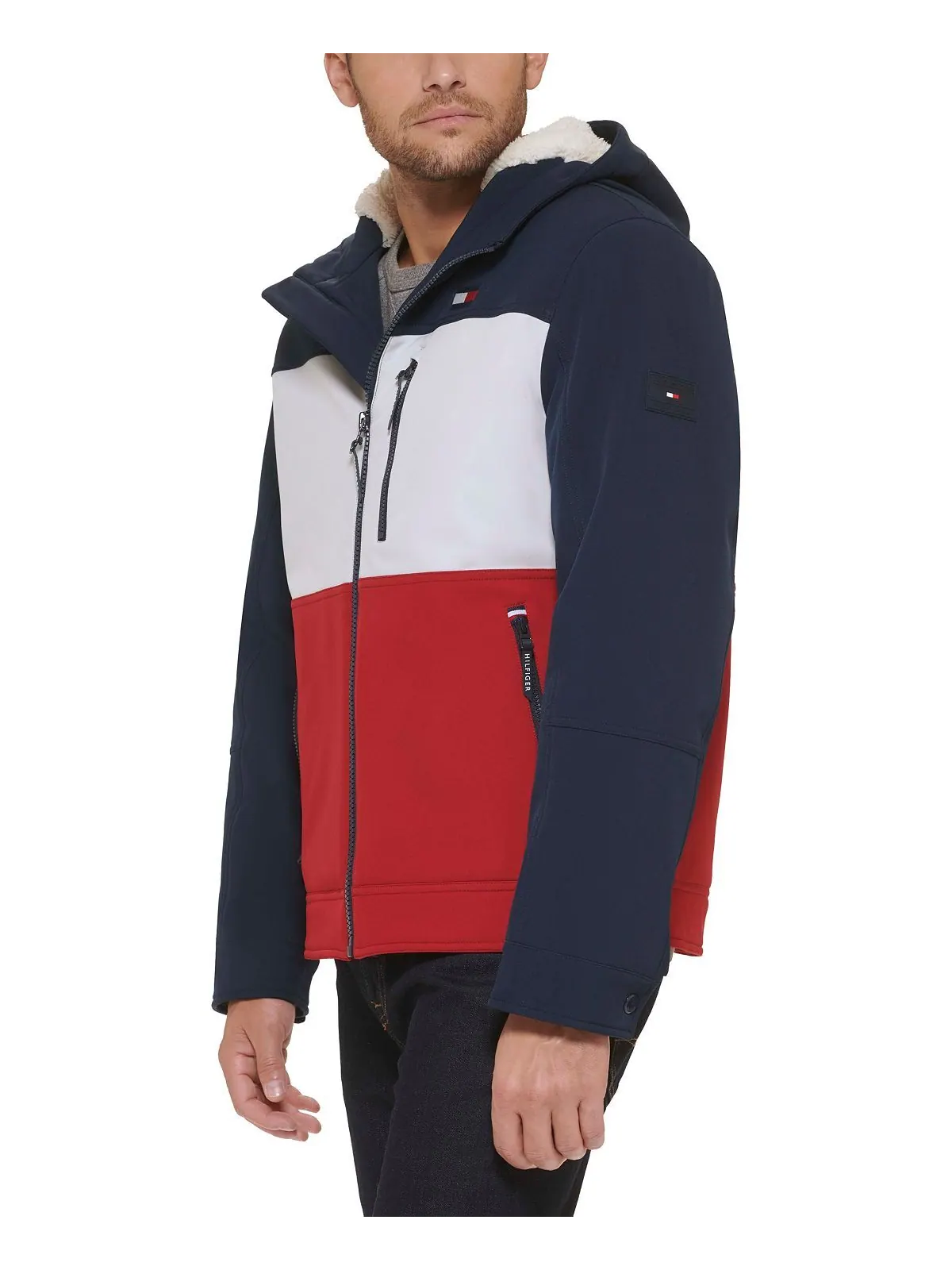 Мужская куртка softshell с капюшоном и подкладкой из шерпы Tommy Hilfiger — изображение 5 из 6, красный
