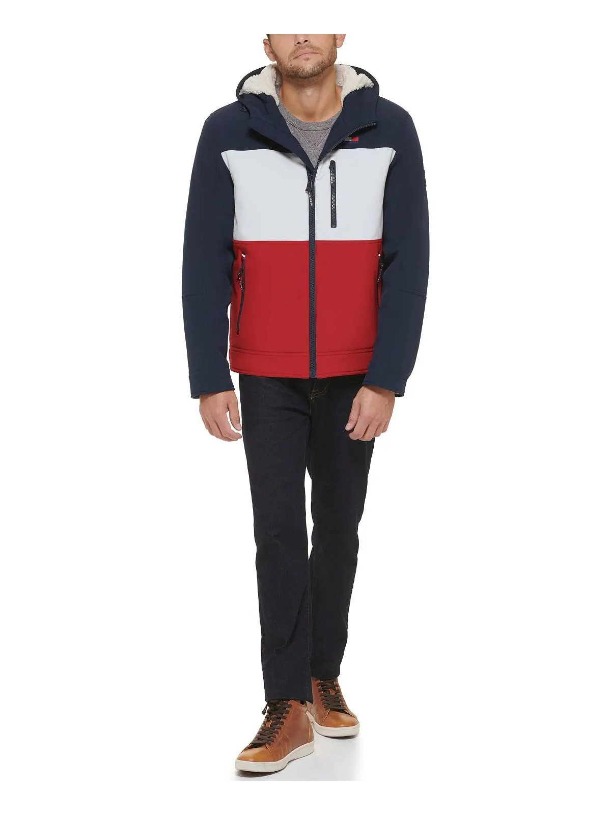 Мужская куртка softshell с капюшоном и подкладкой из шерпы Tommy Hilfiger — изображение 6 из 6, красный