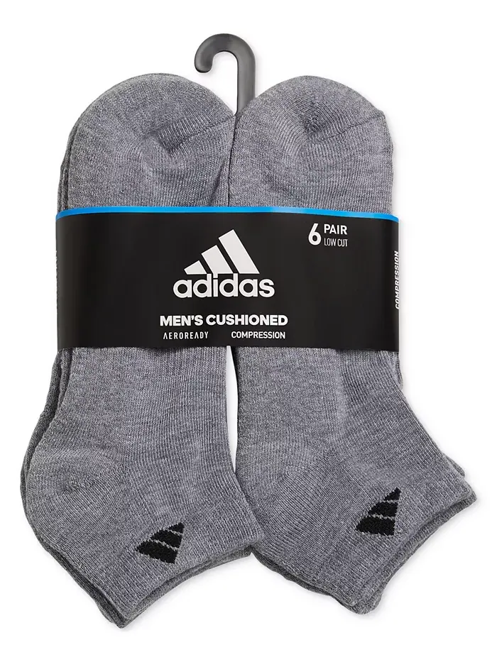 Мужские амортизирующие спортивные носки низкие (6 пар) adidas — изображение 6 из 10, серый