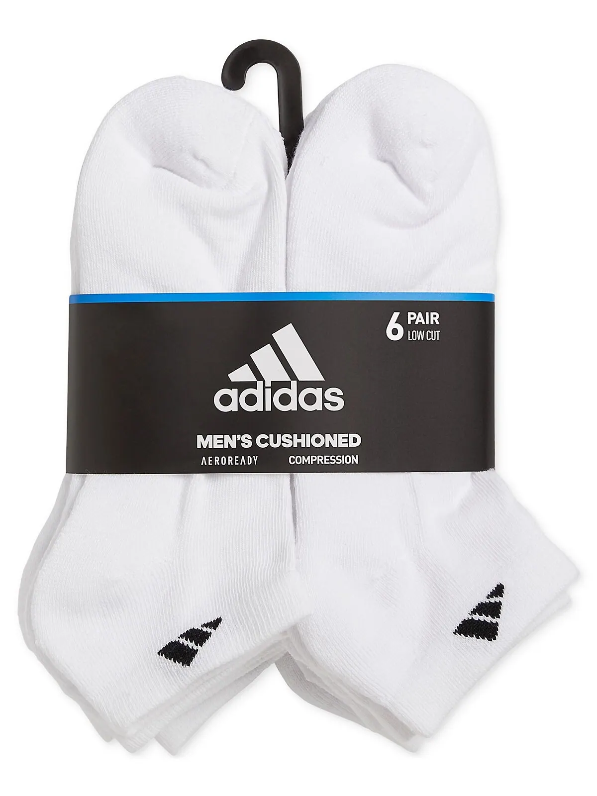 Мужские спортивные носки с мягкой подкладкой, 6 пар низких носков adidas — изображение 2 из 11, белый