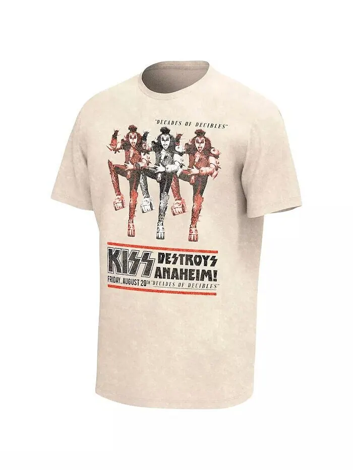 Мужская светло-коричневая футболка KISS KISS Destroys Anaheim стираная футболка с рисунком Philcos — изображение 2 из 3