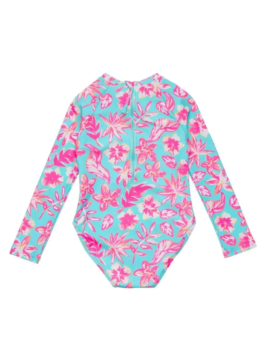 Детский гидрокостюм для серфинга Big Girls Tropical Glow из переработанных материалов с длинными — изображение 3 из 3, синий