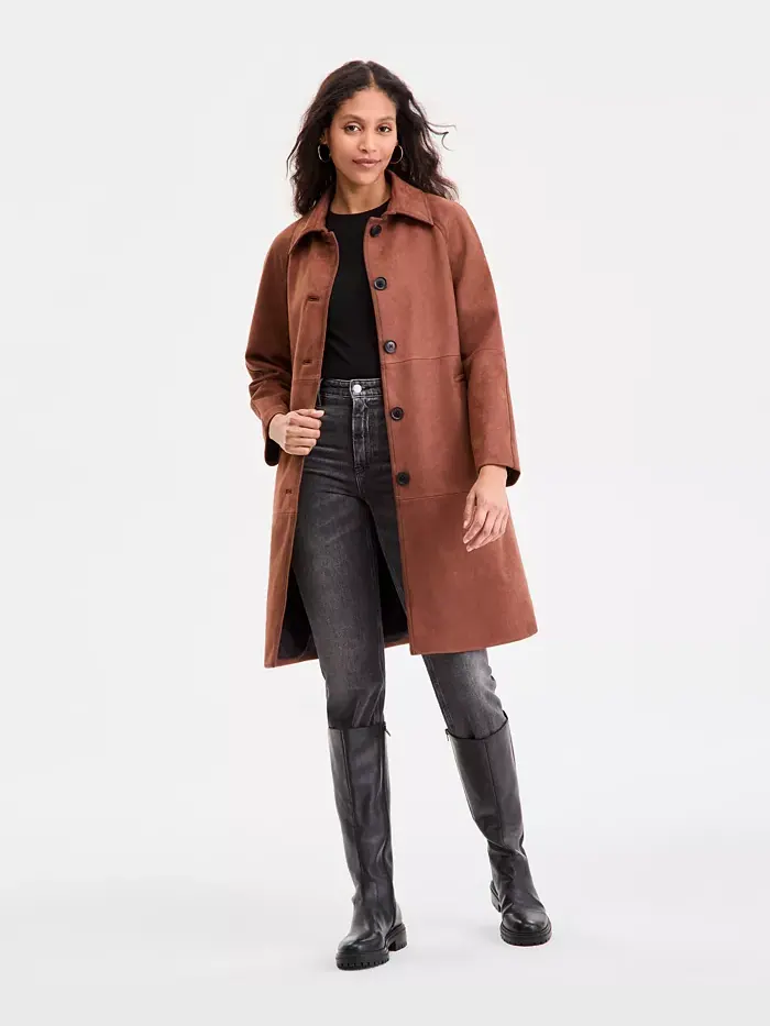 Женская куртка из искусственной замши на пуговицах спереди BCBGMAXAZRIA