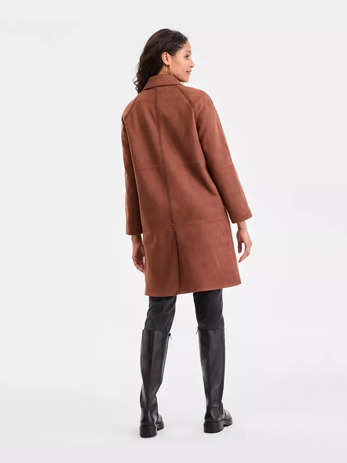 Женская куртка из искусственной замши на пуговицах спереди BCBGMAXAZRIA — изображение 2 из 5, коричневый