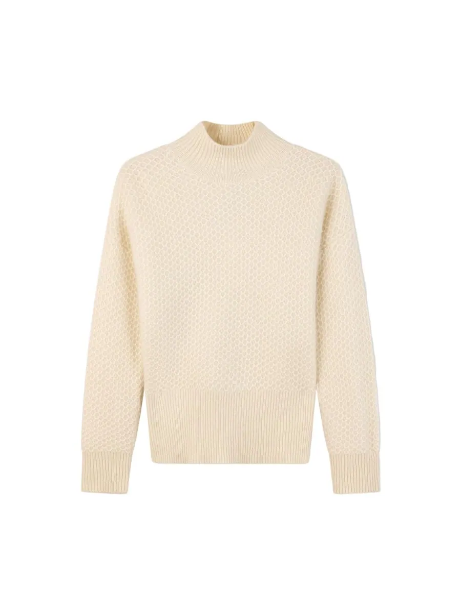Женский свитер с высоким воротником из монгольского кашемира Gobi Cashmere — изображение 5 из 6, светлый бежевый