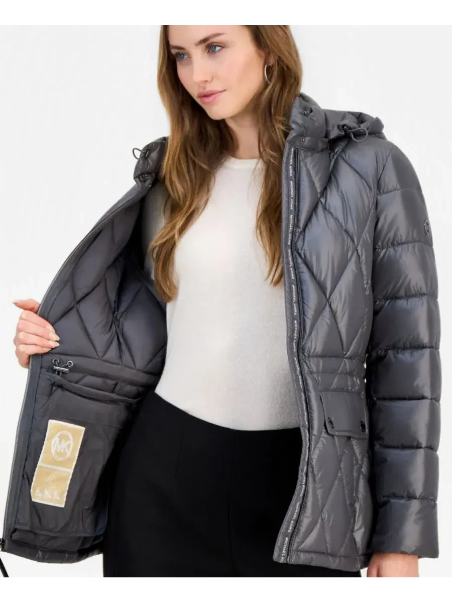 Женский анорак-пуховик с капюшоном, стеганый Michael Kors — изображение 4 из 5, серый