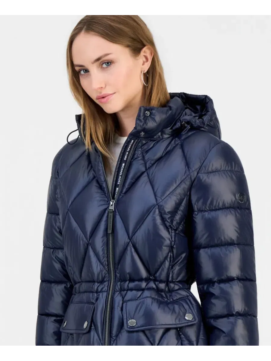 Женский анорак-пуховик с капюшоном, стеганый Michael Kors — изображение 3 из 3, синий