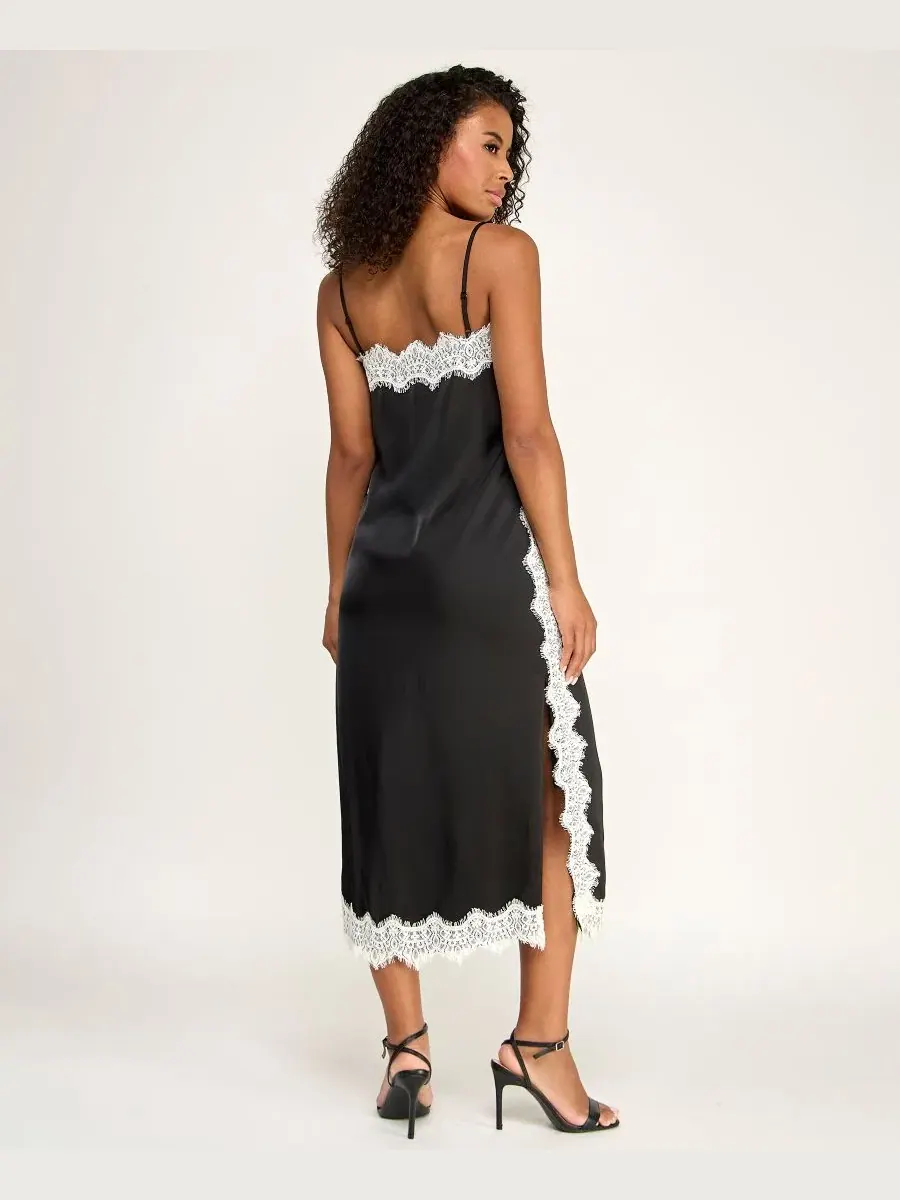 Платье-комбинация без рукавов с прямым вырезом, модель Slip Dress SENI & CADE — изображение 5 из 6, черный/слоновая кость