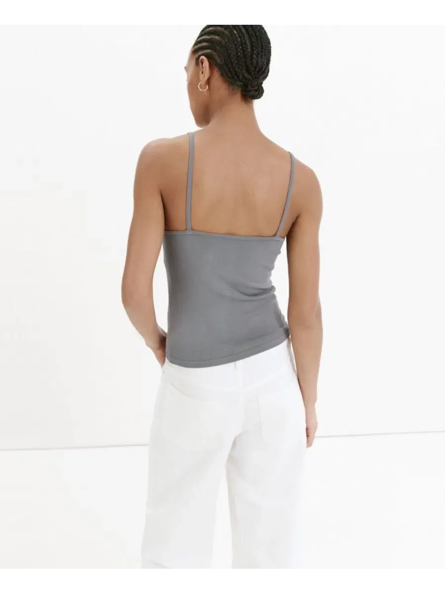 Топ с тонкими бретелями и блестками, без рукавов, Sparkly Top With Fine Straps MANGO — изображение 6 из 7, светлый серый