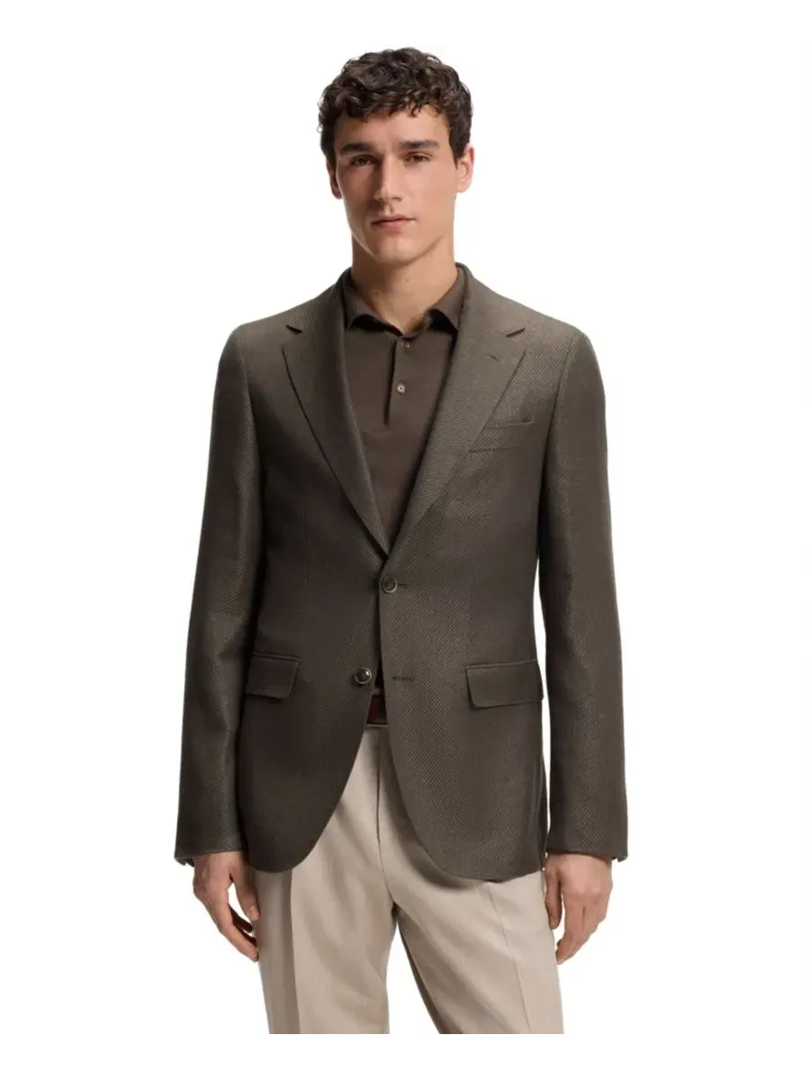 Пиджак мужской с лацканами, модель Wool-Linen Regular-Fit Hugo Boss