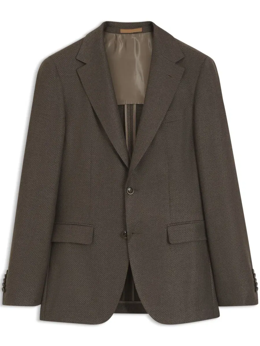 Пиджак мужской с лацканами, модель Wool-Linen Regular-Fit Hugo Boss — изображение 2 из 5, коричневый