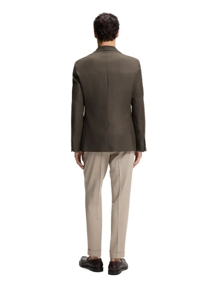 Пиджак мужской с лацканами, модель Wool-Linen Regular-Fit Hugo Boss — изображение 3 из 5, коричневый