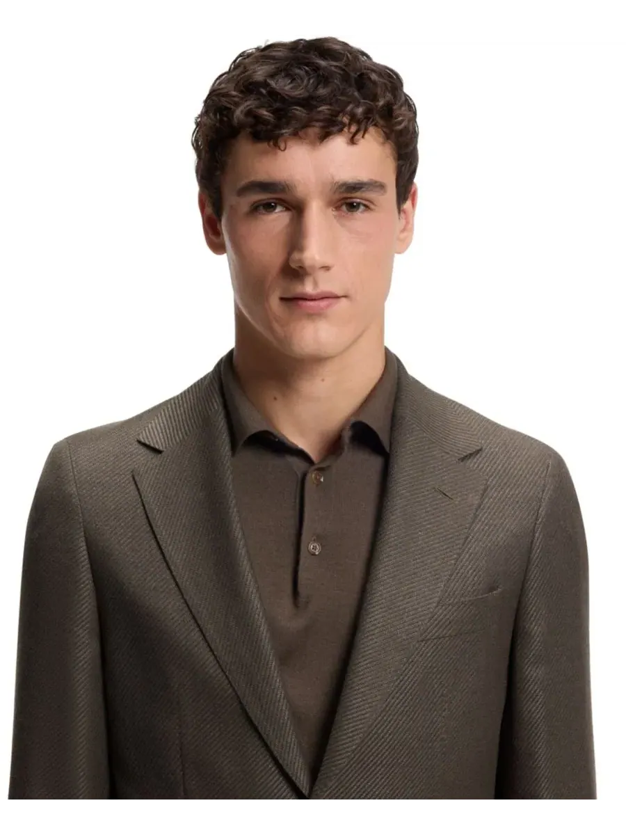 Пиджак мужской с лацканами, модель Wool-Linen Regular-Fit Hugo Boss — изображение 5 из 5, коричневый