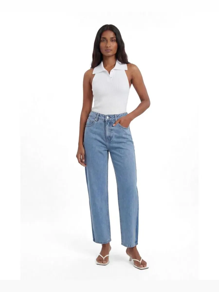 Женские джинсы с широкими штанинами, модель Barrel Leg Jeans Karen Millen — изображение 2 из 4, синий