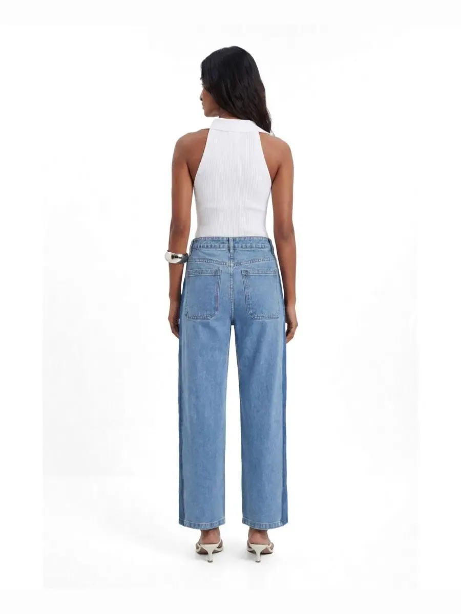 Женские джинсы с широкими штанинами, модель Barrel Leg Jeans Karen Millen — изображение 3 из 4, синий
