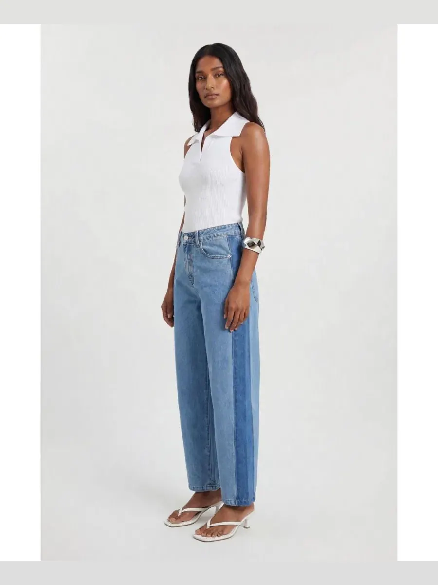 Женские джинсы с широкими штанинами, модель Barrel Leg Jeans Karen Millen — изображение 4 из 4, синий