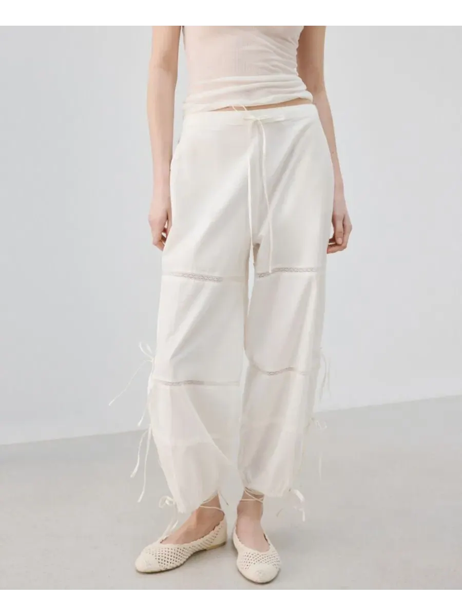Брюки свободного кроя с завязками Baggy Cotton Pants MANGO