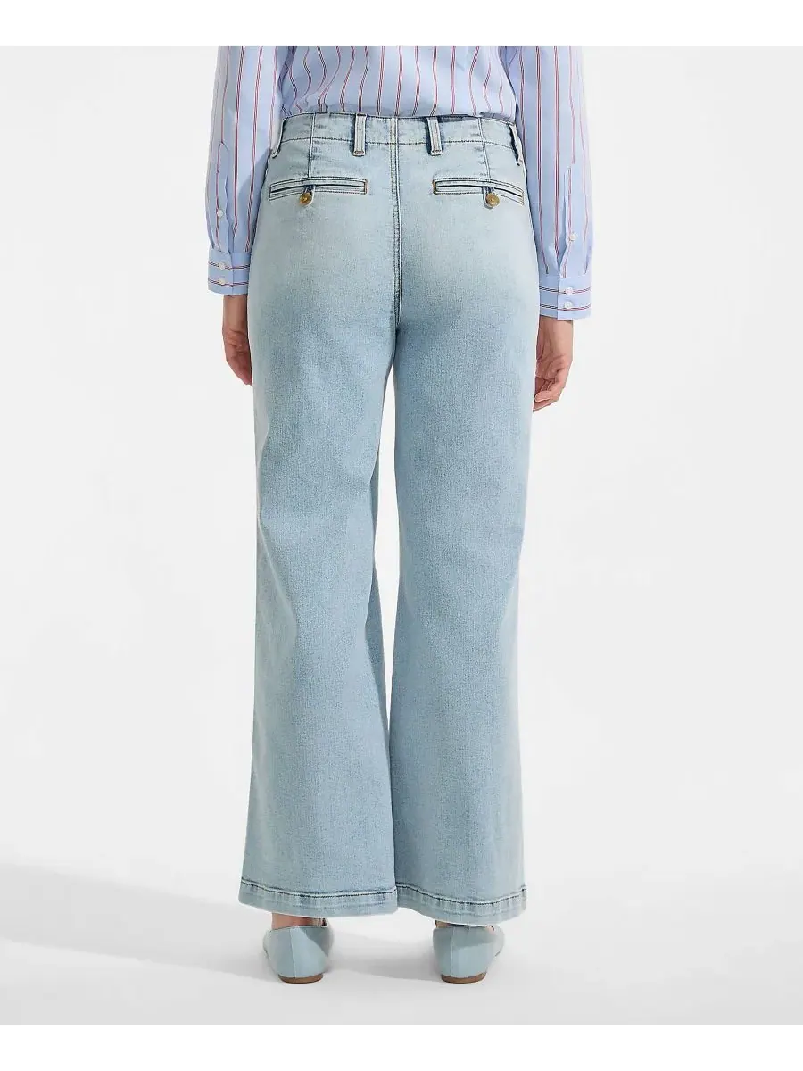 Джинсы Petite Recover Denim Mid Rise Wide Leg Ankle Jeans Lands' End — изображение 2 из 4, синий