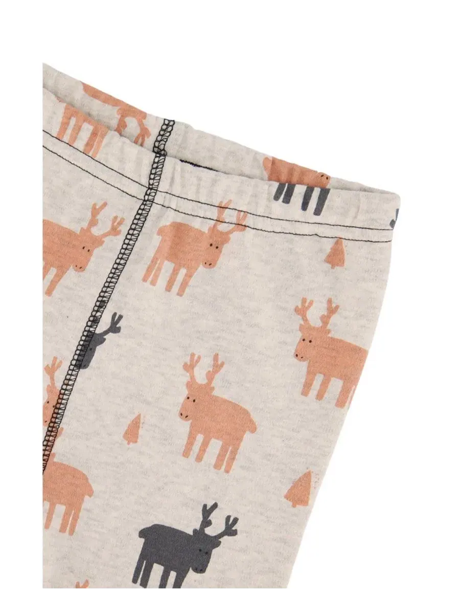 Детская пижама из хлопка с принтом оленя, модели Elk Print Deux par Deux — изображение 7 из 7, бежевый