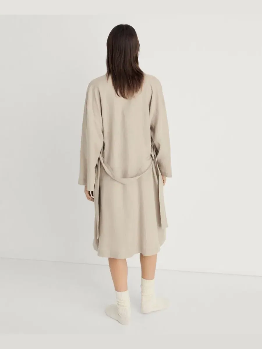 Халат домашний Oversize с длинным рукавом MANGO — изображение 2 из 4, бежевый