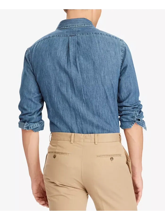 Мужская классическая джимовая рубашка Polo Ralph Lauren — изображение 2 из 11, джинсовый синий