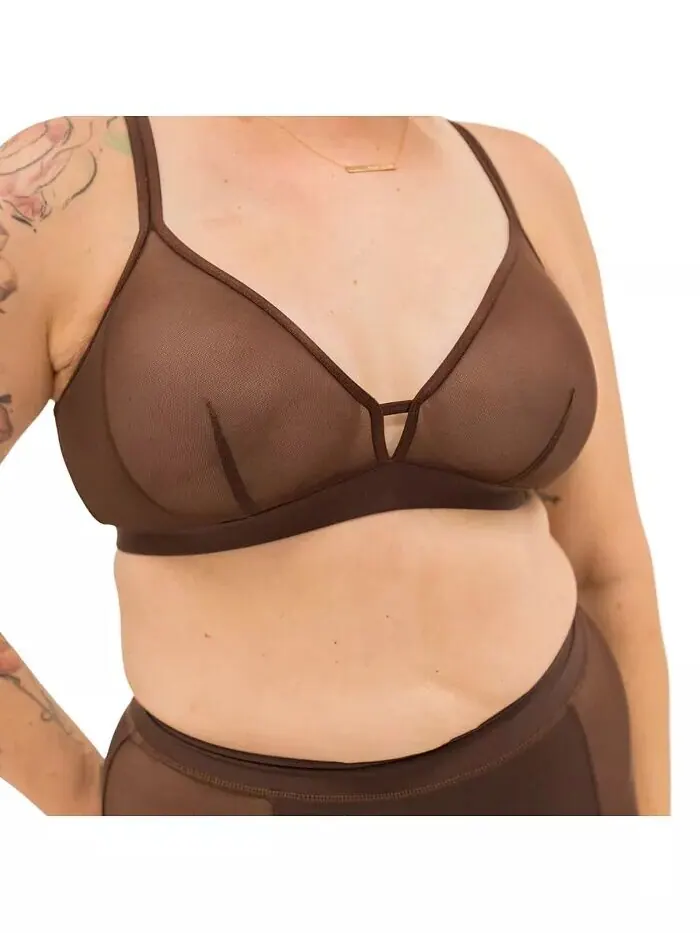 Бюстгальтер-борцовка большого размера Nude Shade Wireless Comfort Mesh Naked Rebellion — изображение 3 из 3, капучино