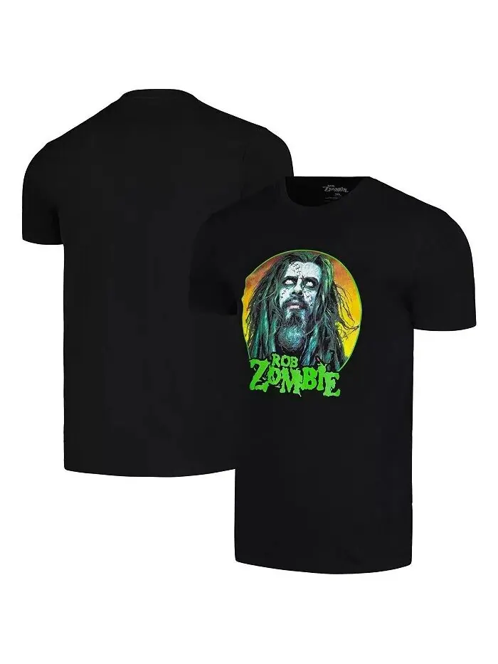 Мужская черная футболка Rob Zombie Face Global Merch — черный