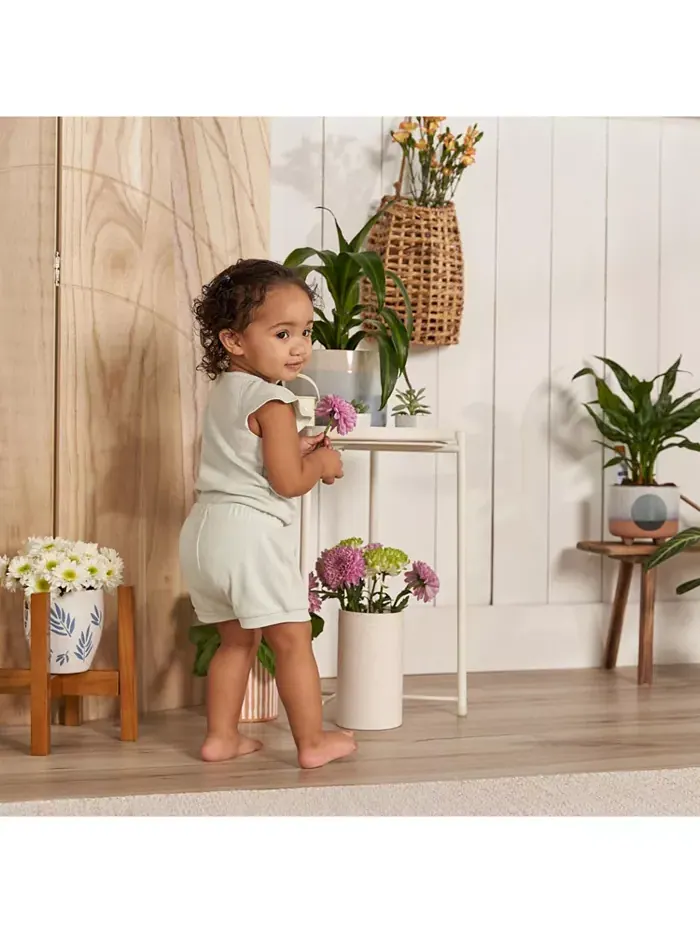 Детская одежда для девочек Gerber Комплект боди с пышными рукавами и шортами — изображение 5 из 8, бежевый