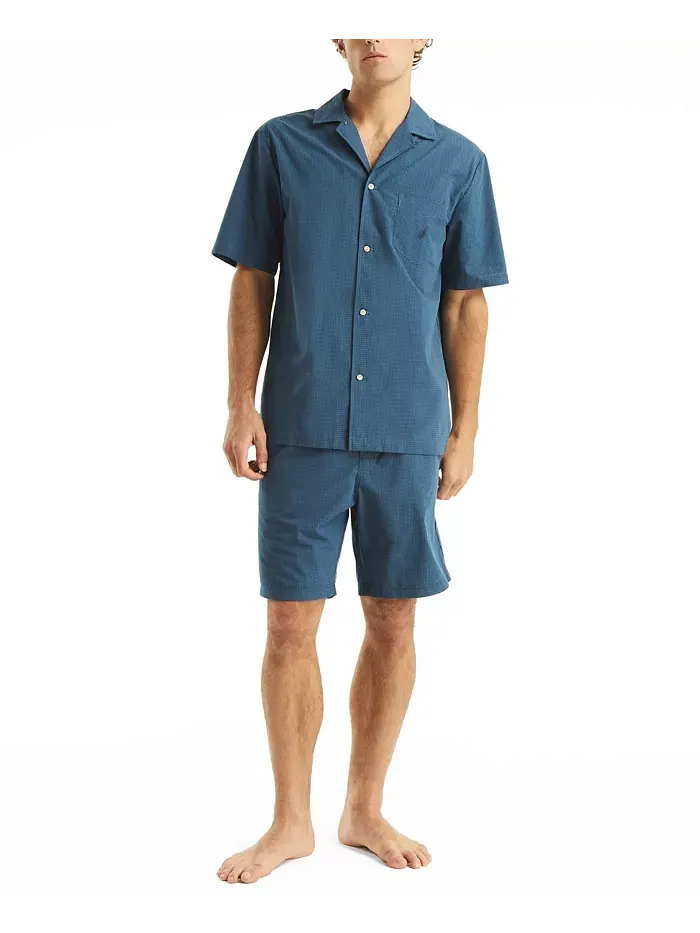 Мужская пижамная рубашка Crafted Plaid Camp Sleep Nautica — изображение 2 из 4, синий