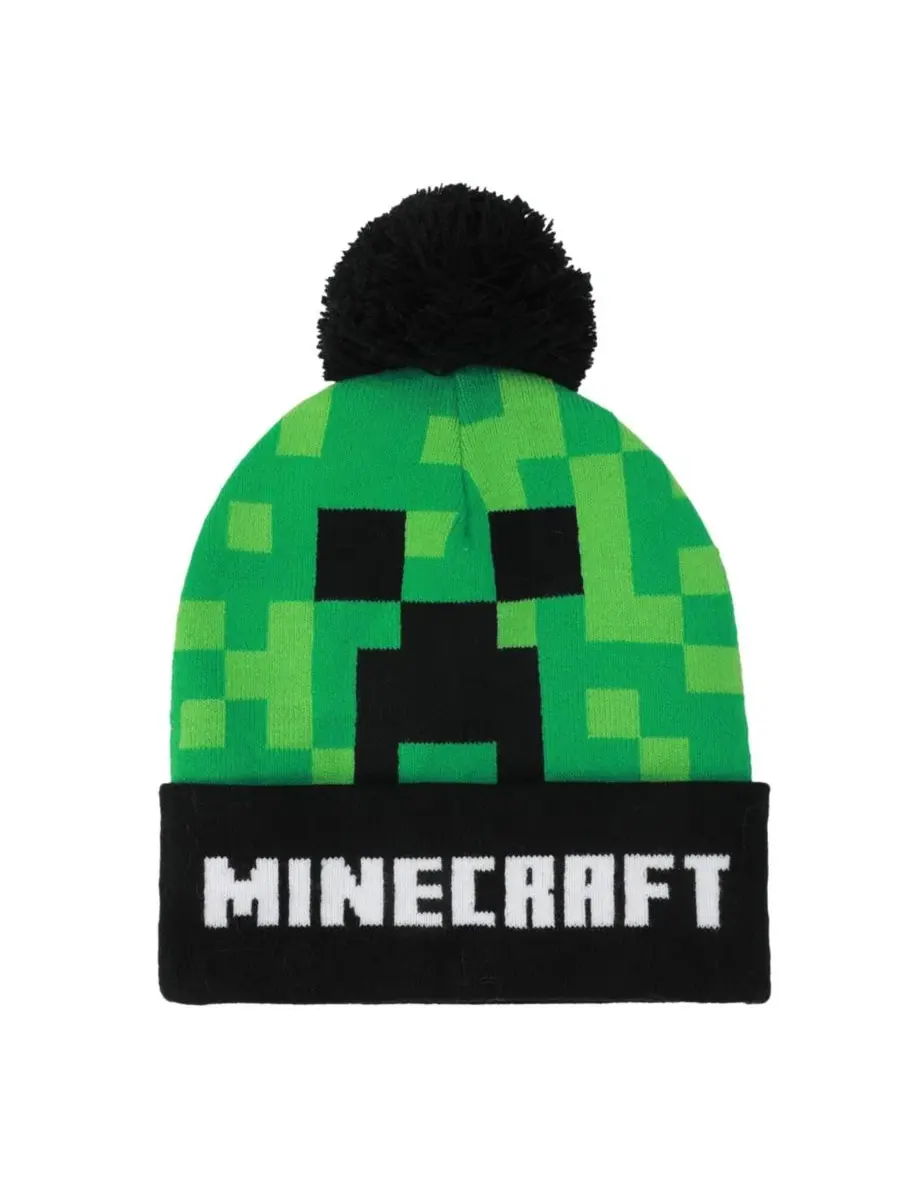 Комплект из двух шапок и варежек Creeper TNT Minecraft — изображение 8 из 8, черный оранжевый белый