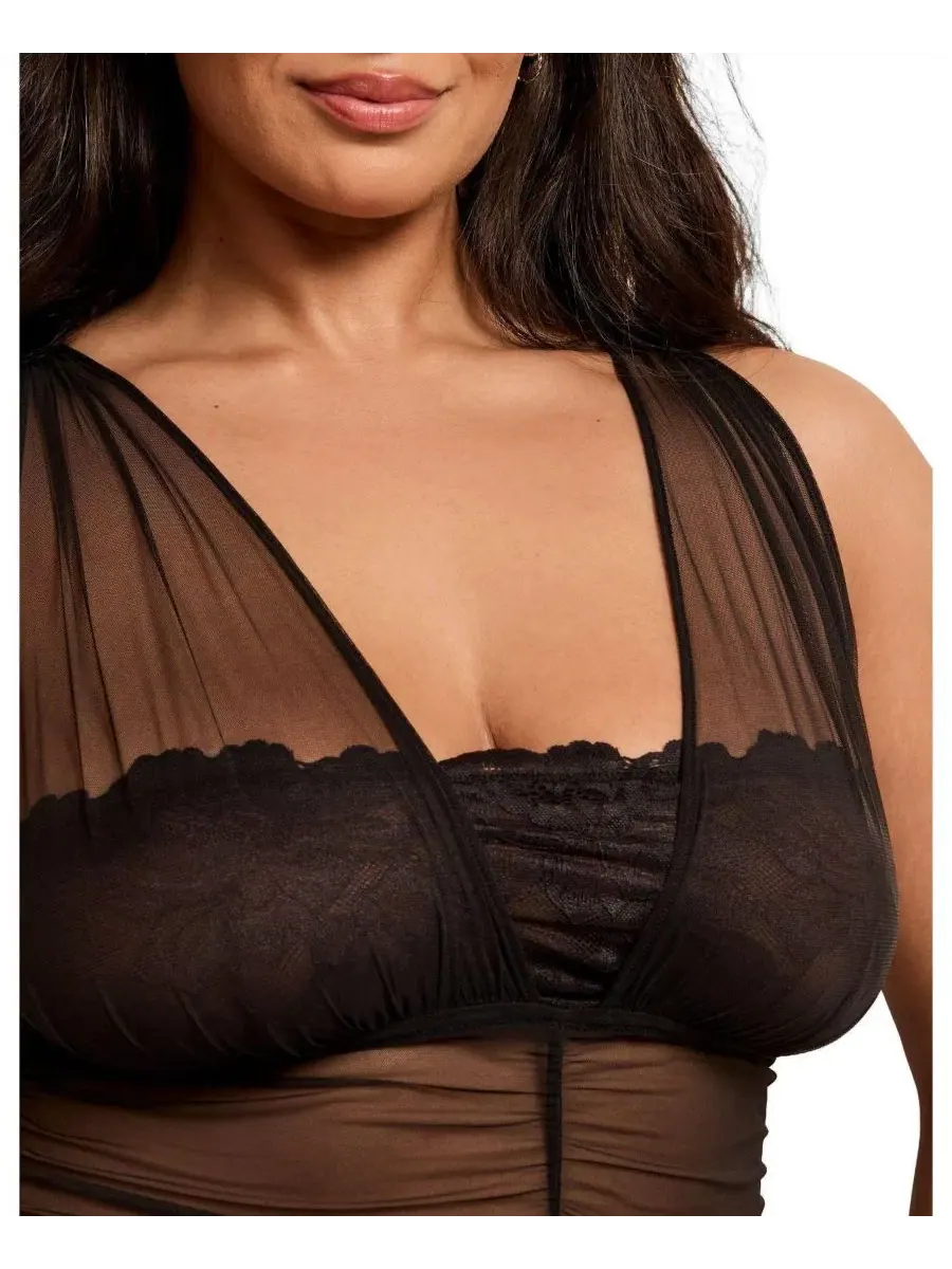 Прозрачный комплект нижнего белья Eave Slip and G-String Set Adore Me — изображение 2 из 4, черный