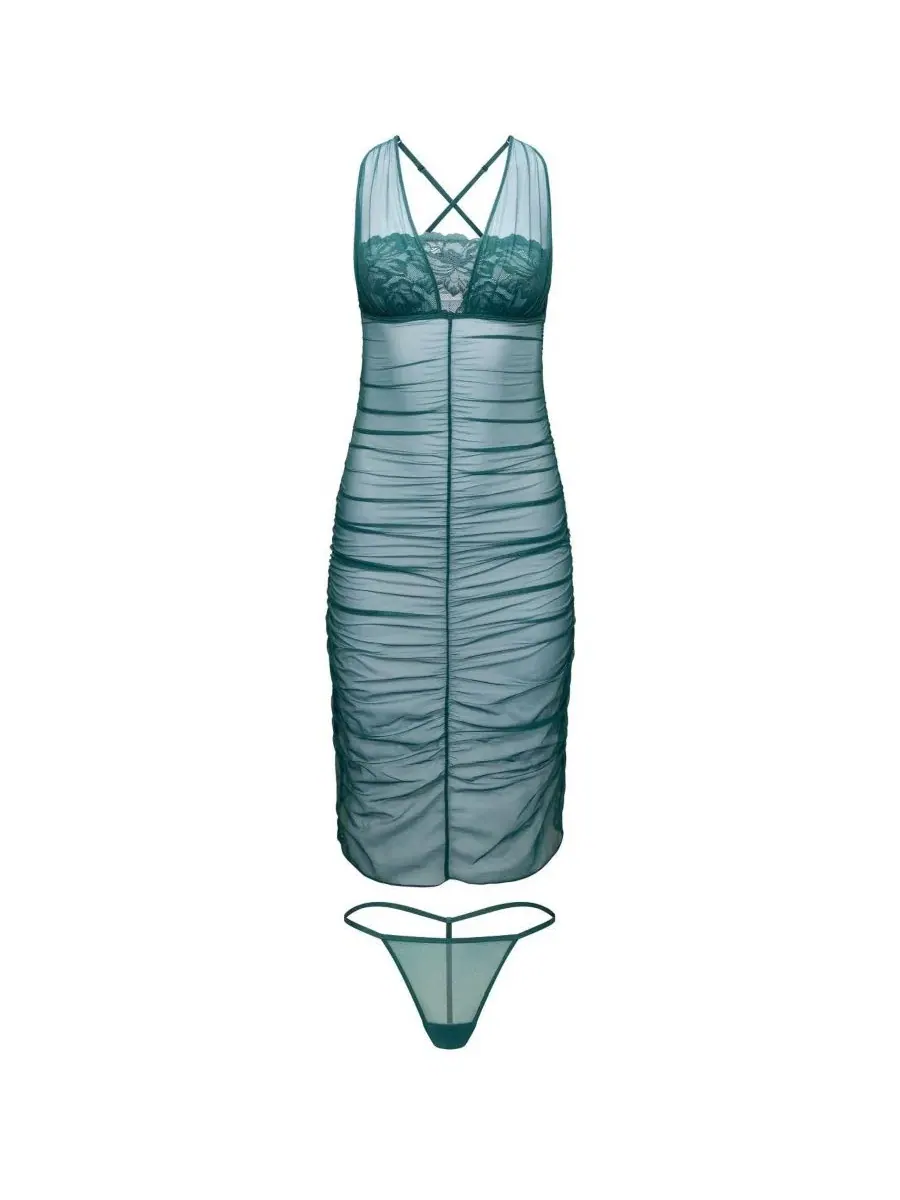 Комплект платье-комбинация и стринги с кружевом, модель Eave Slip and G-String Set Adore Me — изображение 4 из 5