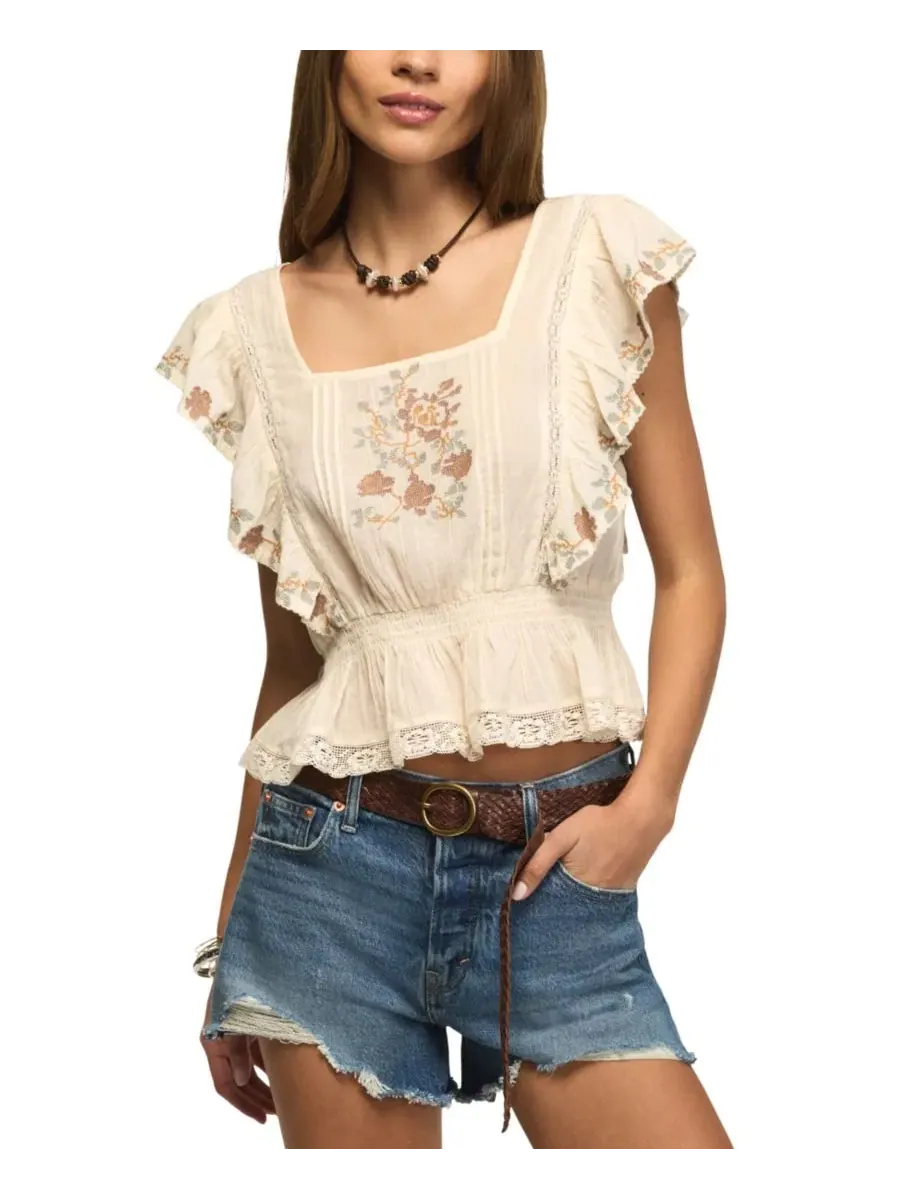 Блуза с цветочной вышивкой с квадратным вырезом Lucky Brand