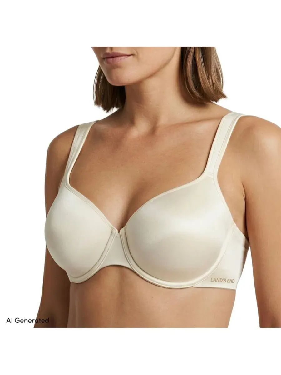Бюстгальтер с полным покрытием Light Weight Microfiber Basics Lands' End — изображение 2 из 3, белый