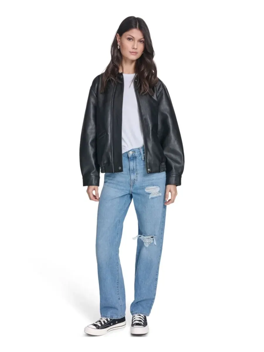 Женская куртка-бомбер свободного кроя из искусственной кожи Levi'S — изображение 2 из 6, черный
